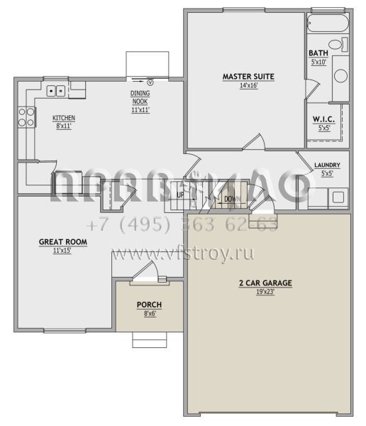 Проект двухэтажного дома с гаражом на две машины в стиле Ранчо S5-156 (8768-00101)