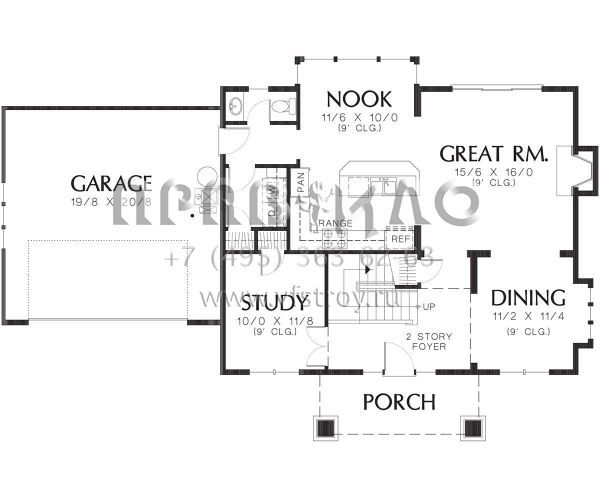 Проект двухэтажного дома с гаражом на две машины в американском стиле S5-185 (2559-00254)