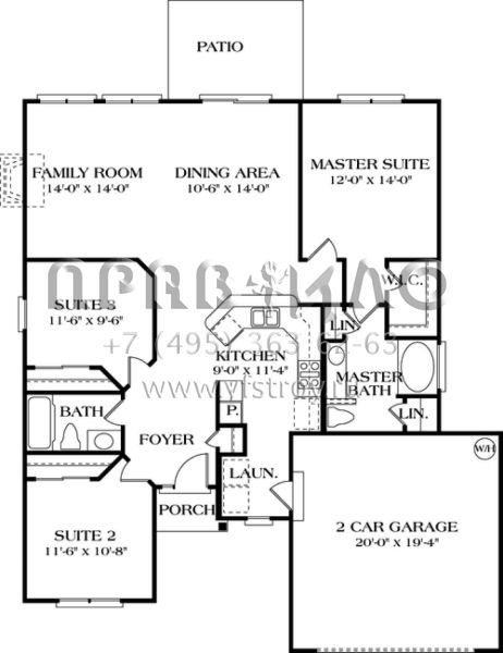 Проект одноэтажного дома с гаражом на одну машину в стиле Ранчо S5-130 (3323-00013)