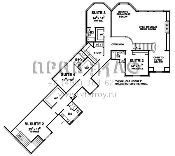 Проект двухэтажного дома с гаражом на три и более машин в английском стиле S5-507 (402-01471)