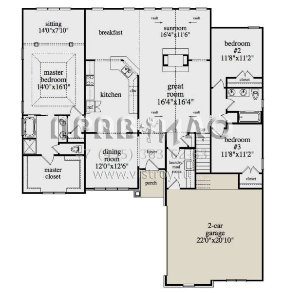 Проект одноэтажного дома с гаражом на две машины в американском стиле S5-229 (957-00083)
