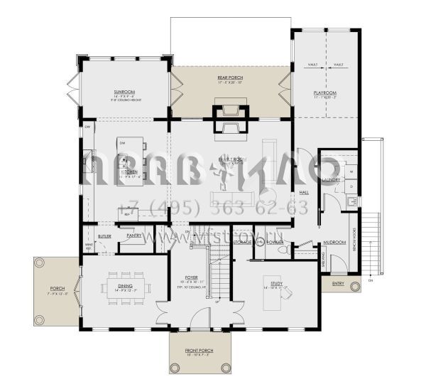 Проект двухэтажного дома с гаражом на две машины в стиле Особняк S5-337 (8937-00041)