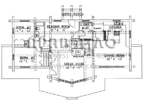 Проект двухэтажного дома без гаража в стиле Ранчо S5-243 (039-00032)