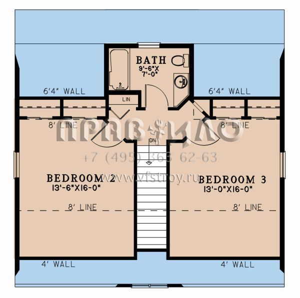 Проект двухэтажного дома без гаража в американском стиле S5-154 (8318-00357)