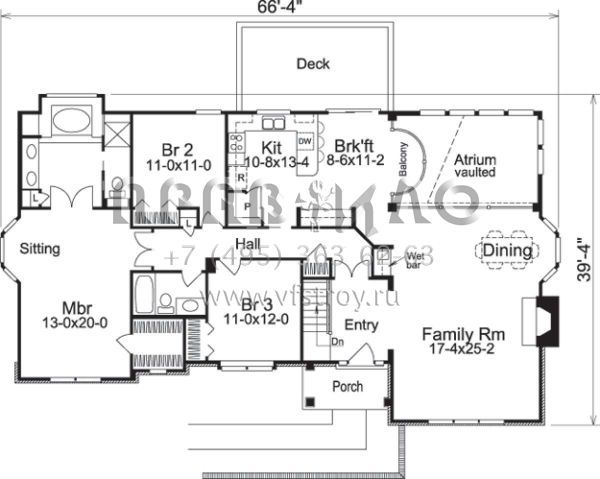 Проект одноэтажного дома с гаражом на две машины в стиле Ранчо S5-271 (5633-00085)