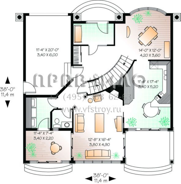 Проект двухэтажного дома с гаражом на одну машину в английском стиле S5-197 (034-00128)