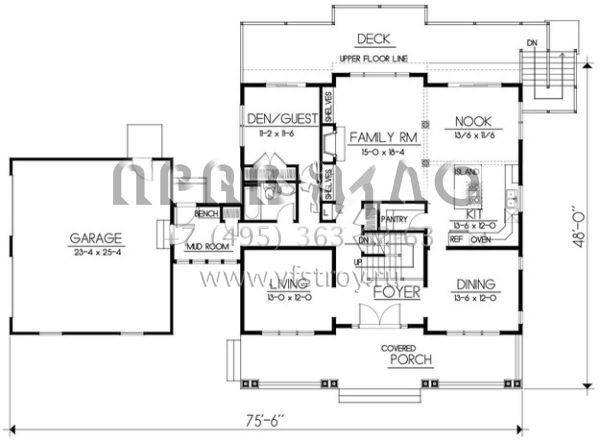 Проект двухэтажного дома с гаражом на две машины в стиле Ранчо S5-276 (692-00235)