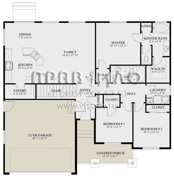 Проект одноэтажного дома с гаражом на две машины в американском стиле S5-138 (2802-00238)