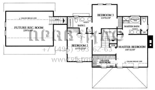 Проект двухэтажного дома с гаражом на две машины в стиле Ранчо S5-180 (7922-00152)