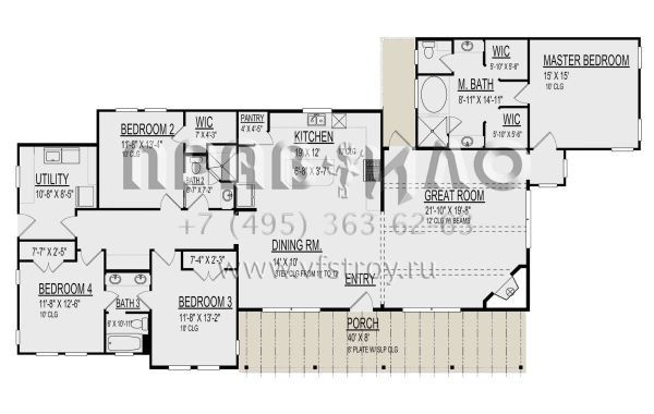 Проект одноэтажного дома без гаража в стиле Ранчо S5-244 (9300-00058)