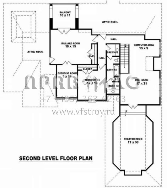 Проект двухэтажного дома с гаражом на три и более машин в стиле Ранчо S5-412 (053-01929)