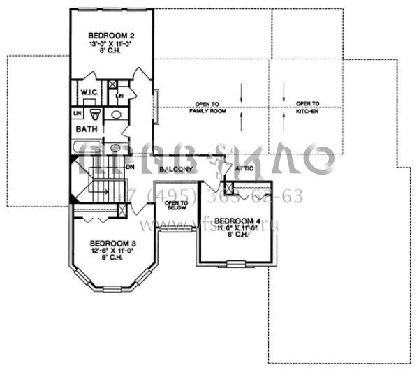Проект двухэтажного дома с гаражом на три и более машин в стиле Ранчо S5-247 (402-00988)