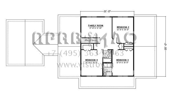 Проект двухэтажного дома с гаражом на две машины в стиле Ранчо S5-290 (526-00017)