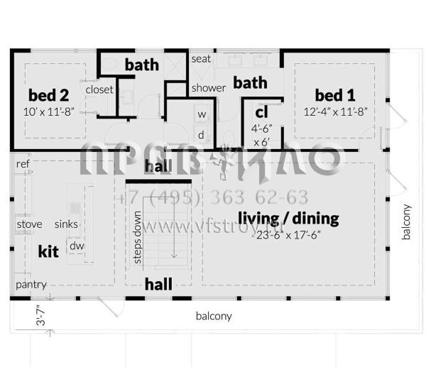 Проект двухэтажного дома с гаражом на три и более машин в современном стиле S5-141 (028-00165)