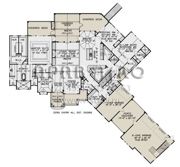 Проект двухэтажного дома с гаражом на три и более машин в американском стиле S5-435 (699-00288)
