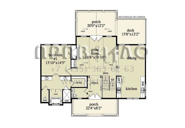Проект двухэтажного дома с гаражом на две машины в стиле Ранчо S5-193 (957-00028)