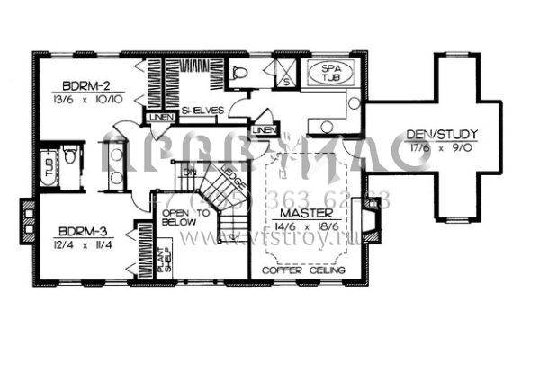 Проект двухэтажного дома с гаражом на две машины в стиле Ранчо S5-265 (692-00026)