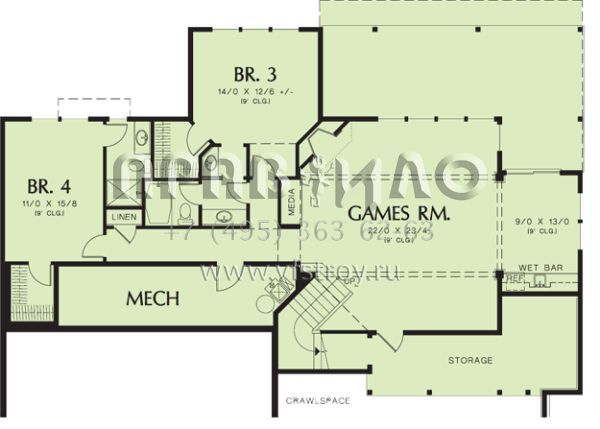 Проект одноэтажного дома с гаражом на три и более машин в стиле Ранчо S5-342 (2559-00164)