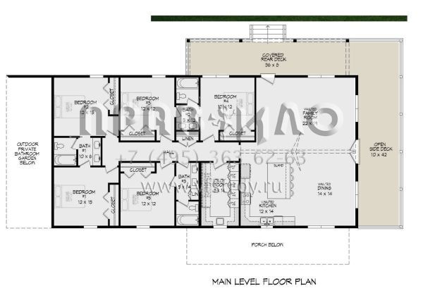 Проект одноэтажного дома без гаража в стиле Ранчо S5-430 (940-00506)