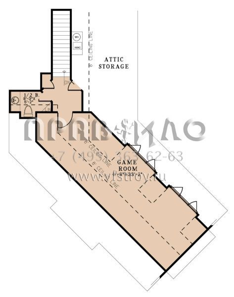 Проект двухэтажного дома с гаражом на три и более машин в стиле Ранчо S5-248 (8318-00307)