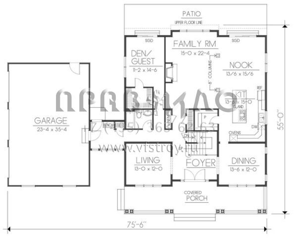 Проект двухэтажного дома с гаражом на три и более машин в американском стиле S5-326 (692-00226)