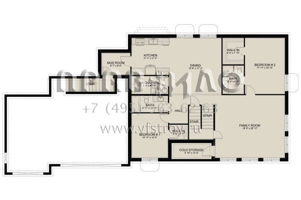 Проект одноэтажного дома с гаражом на три и более машин в стиле Ранчо S5-172 (2802-00164)