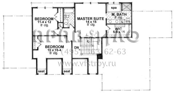 Проект двухэтажного дома с гаражом на три и более машин в стиле Ранчо S5-235 (098-00278)