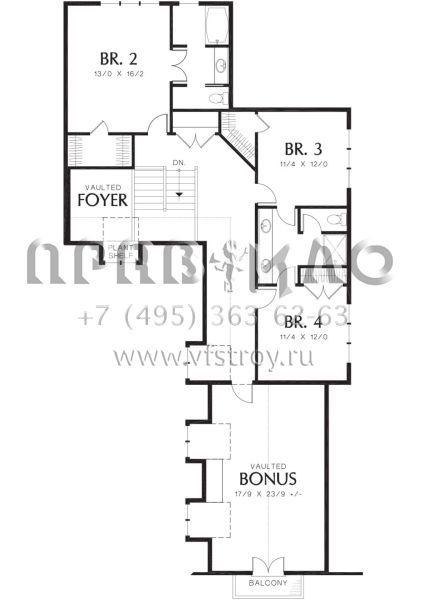 Проект двухэтажного дома с гаражом на три и более машин в английском стиле S5-372 (2559-00804)