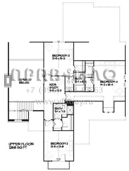 Проект двухэтажного дома с гаражом на три и более машин в стиле Ранчо S5-287 (1637-00001)