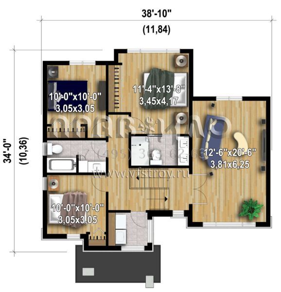 Проект двухэтажного дома с гаражом на одну машину в современном стиле S5-171 (6146-00603)