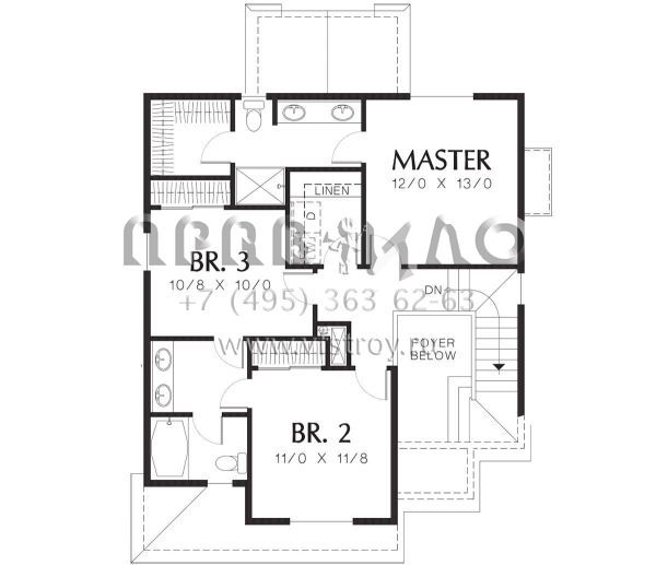 Проект двухэтажного дома с гаражом на две машины в стиле Ранчо S5-136 (2559-00262)