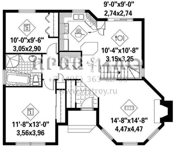 Проект одноэтажного дома без гаража в английском стиле S5-95 (6146-00254)