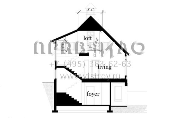 Проект двухэтажного дома с гаражом на две машины в стиле Ранчо S5-206 (028-00070)
