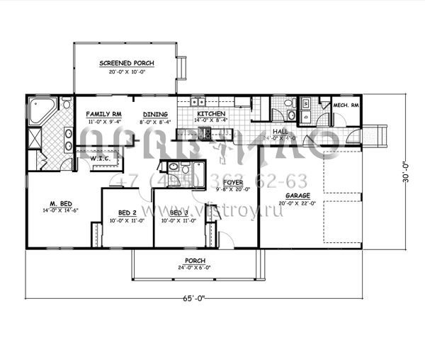 Проект одноэтажного дома с гаражом на две машины в стиле Ранчо S5-137 (526-00040)