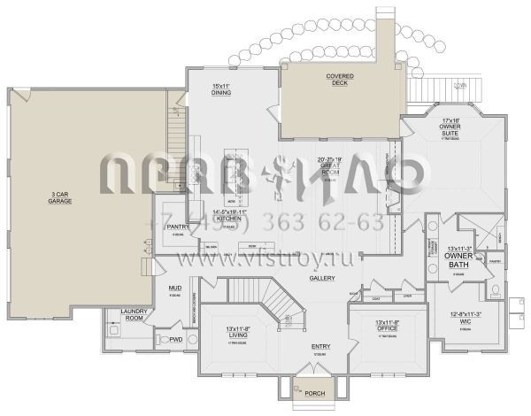 Проект двухэтажного дома с гаражом на три и более машин в английском стиле S5-469 (8768-00047)