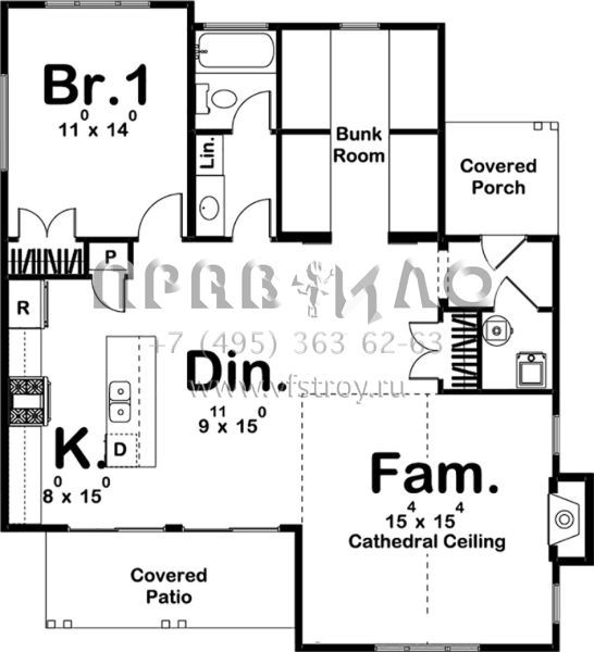 Проект одноэтажного дома без гаража в стиле Ранчо S5-102 (963-00173)