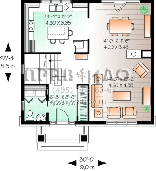 Проект двухэтажного дома без гаража в американском стиле S5-157 (034-00462)