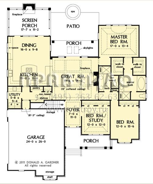 Проект одноэтажного дома с гаражом на две машины в стиле Ранчо S5-190 (2865-00242)