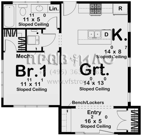 Проект одноэтажного дома без гаража в современном стиле S5-63 (963-00849)