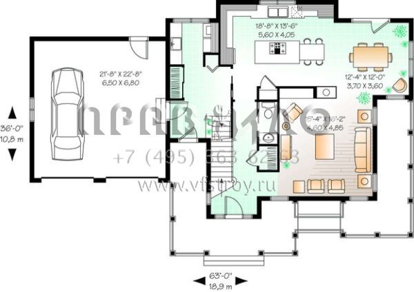 Проект двухэтажного дома с гаражом на две машины в английском стиле S5-205 (034-00832)