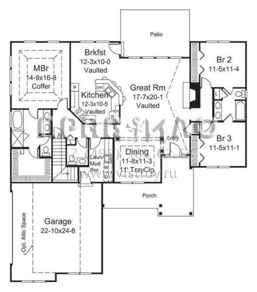 Проект одноэтажного дома с гаражом на две машины в классическом стиле S5-184 (5633-00287)