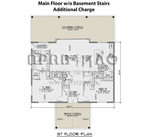 Проект одноэтажного дома без гаража в стиле Ранчо S5-156 (5032-00248)