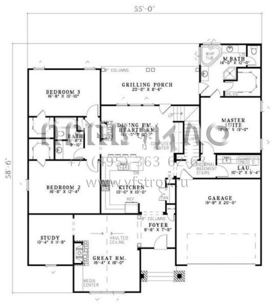 Проект двухэтажного дома с гаражом на две машины в американском стиле S5-195 (110-00741)