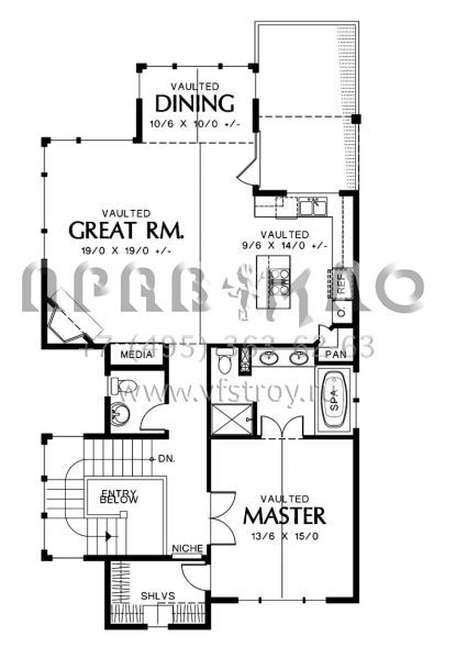 Проект двухэтажного дома с гаражом на одну машину в американском стиле S5-190 (2559-00402)