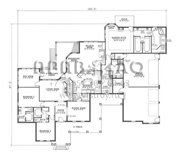 Проект двухэтажного дома с гаражом на три и более машин в английском стиле S5-532 (110-00237)