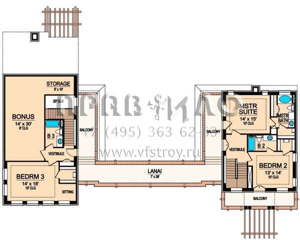 Проект двухэтажного дома с гаражом на одну машину в прибрежном стиле S5-343 (5445-00151)