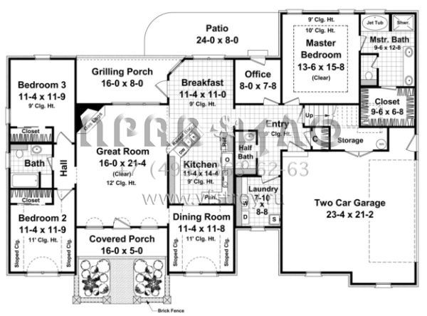 Проект двухэтажного дома с гаражом на две машины в стиле Ранчо S5-185 (348-00095)