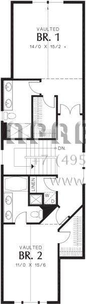 Проект двухэтажного дома с гаражом на одну машину для узких участков S5-146 (2559-00207)