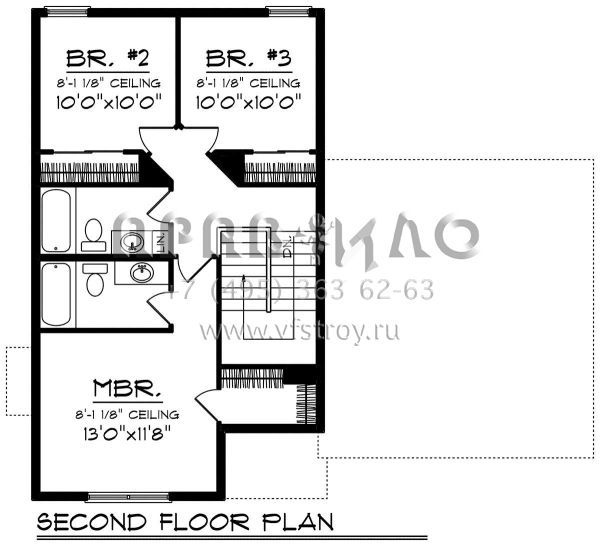 Проект двухэтажного дома с гаражом на две машины в американском стиле S5-130 (1020-00163)