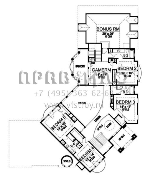 Проект двухэтажного дома с гаражом на три и более машин в современном стиле S5-470 (5445-00153)
